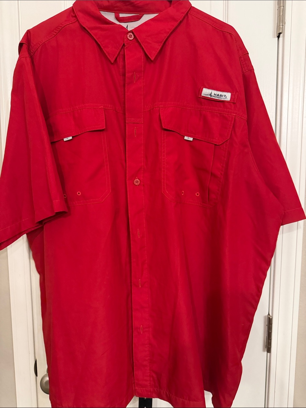 Habitat Short Sleeve Button-Down Shirt — Red